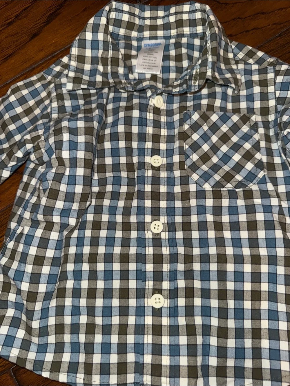 Gymboree Blue, Navy & White Plaid Button-Down Shirt